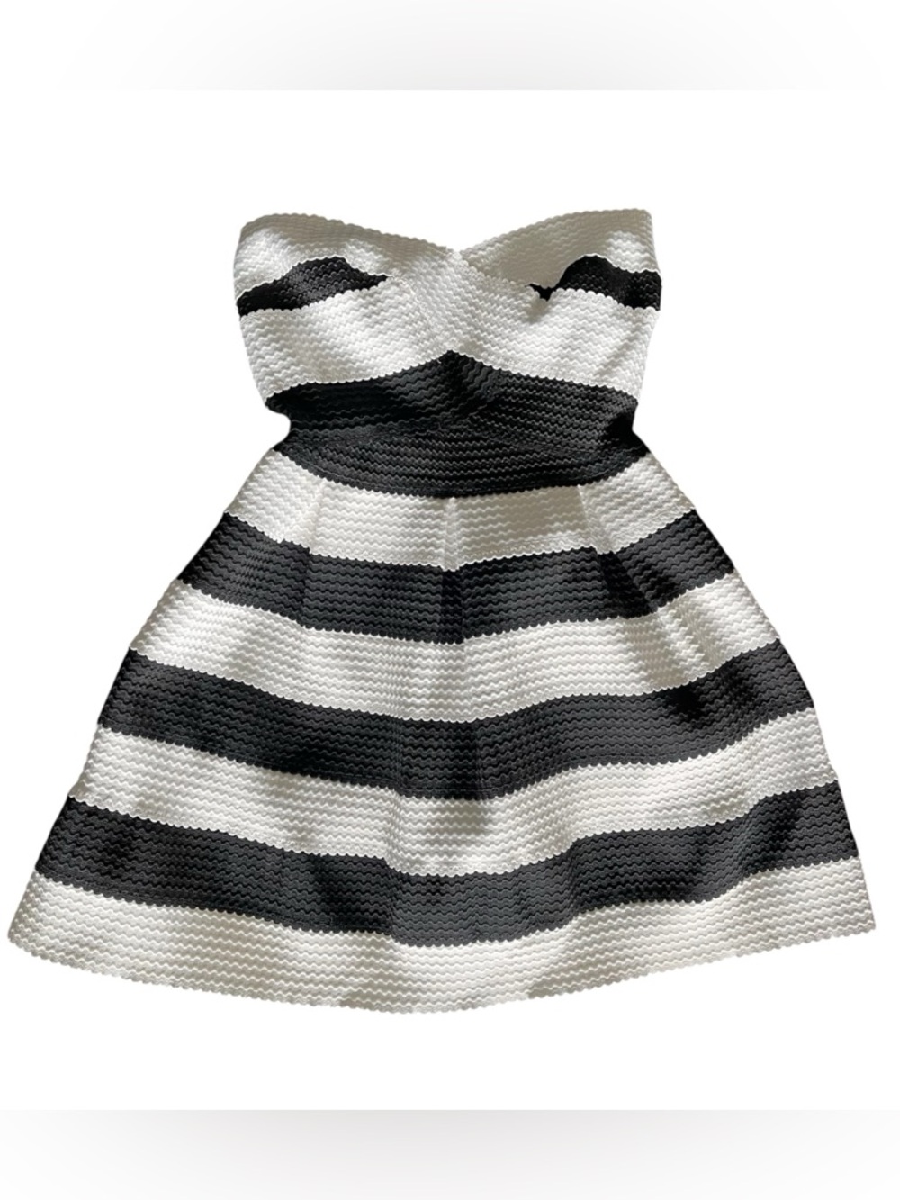 Charlotte Russe Sweetheart Neck Strapless Black White Stripe Mini Dress Small